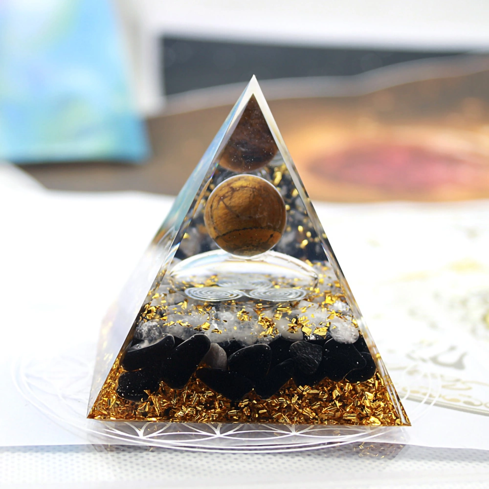 Orgone Pyramid Epoxy Process Exquisite Beautiful 5cm Decorative Ornament for Office Home DecorationQK16 Tiger Eye 3 Spiral