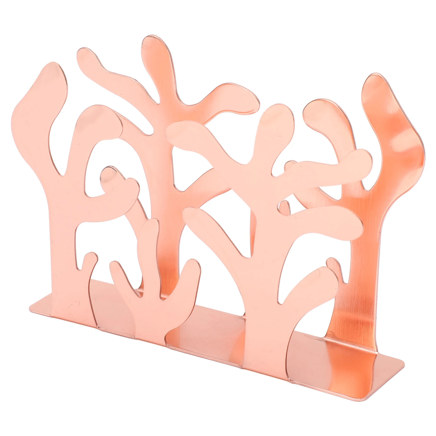 Napkin Holder Innovative Seaweed Shape Office Storage Stainless Steel Metal Vertical Tissue HolderRose Gold