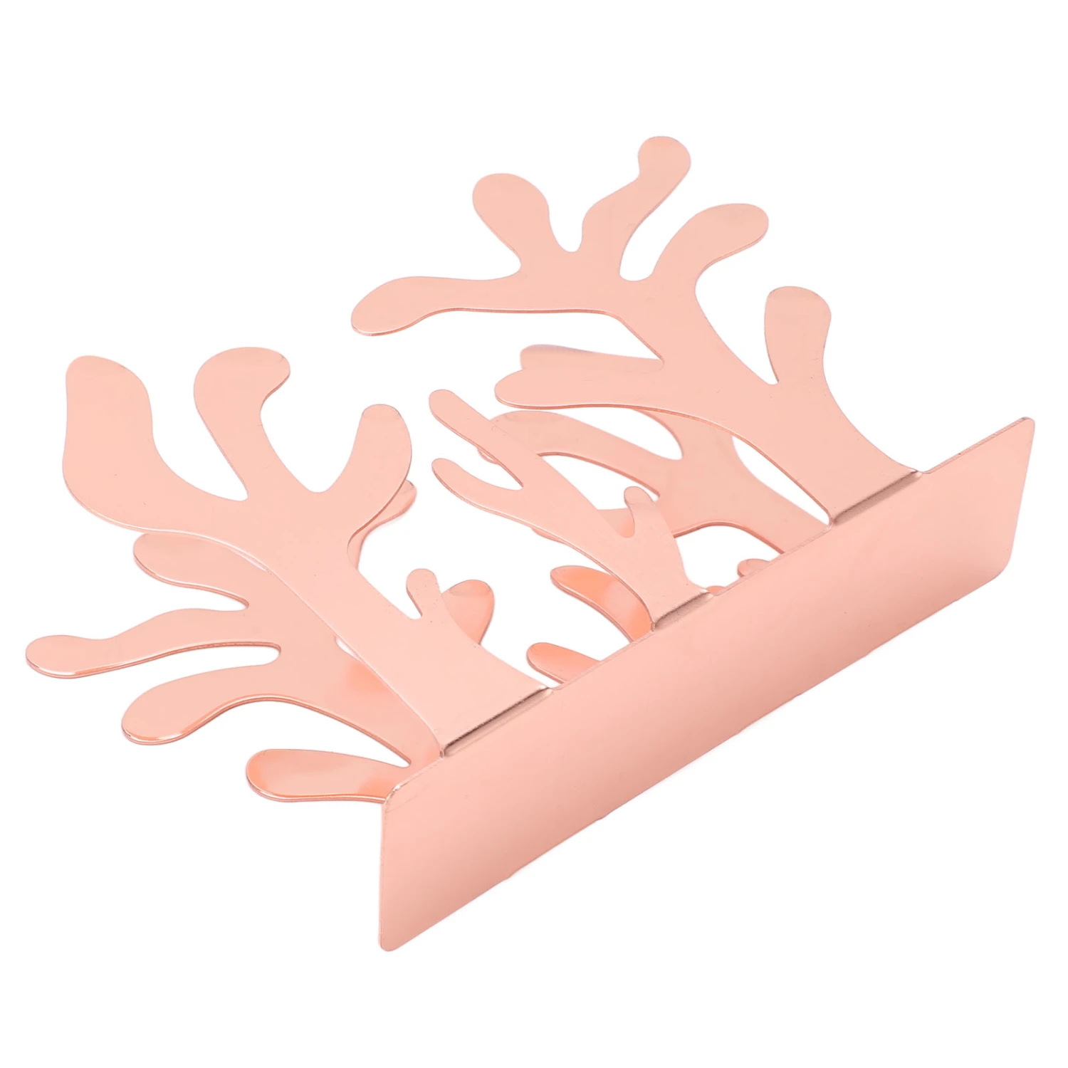 Napkin Holder Innovative Seaweed Shape Office Storage Stainless Steel Metal Vertical Tissue HolderRose Gold