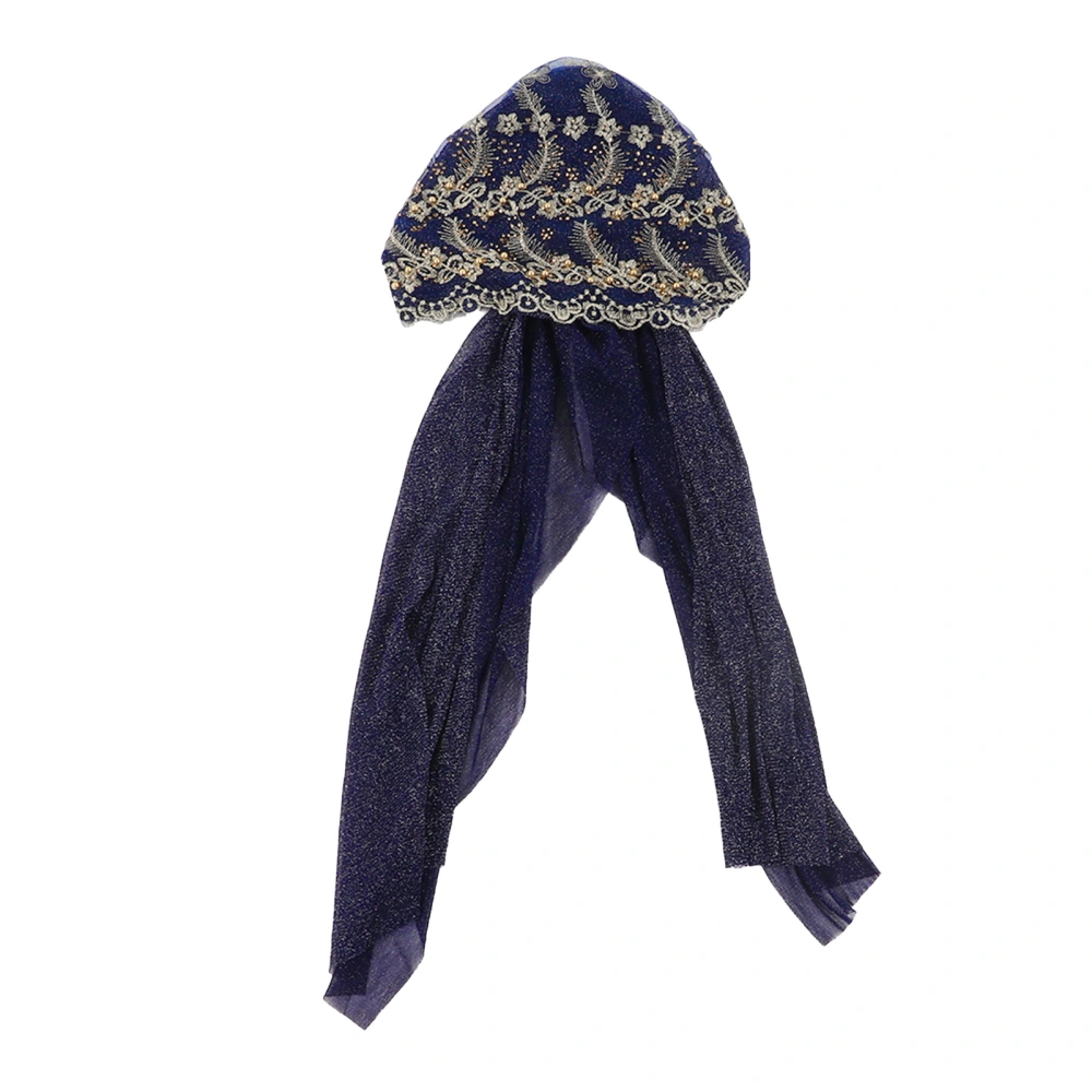 Muslim Turban Hat Unique Wrinkle Design Stylish Soft Comfortable Light Weight Stretch Head WrapDark Blue