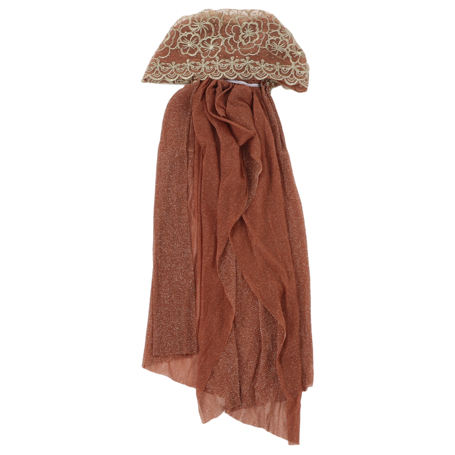 Womens Muslim Hijab Elastic Breathable Soft Comfortable Durable Material Skin Friendly Flower Pattern Muslim TurbanCoffee