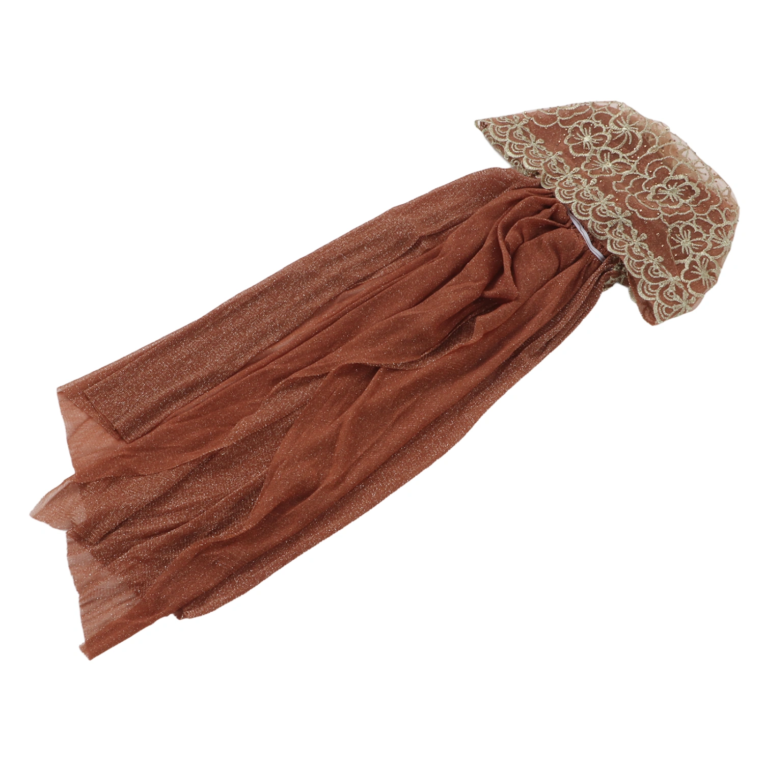 Womens Muslim Hijab Elastic Breathable Soft Comfortable Durable Material Skin Friendly Flower Pattern Muslim TurbanCoffee