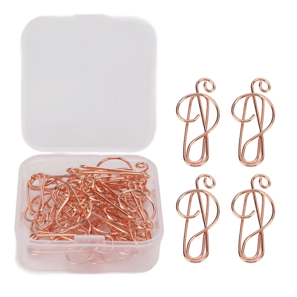 20pcs Shaped Paper Clips Rose Gold Musical Sign Shape Efficient Fixing Iron Material Office Clips for Scrapbooks