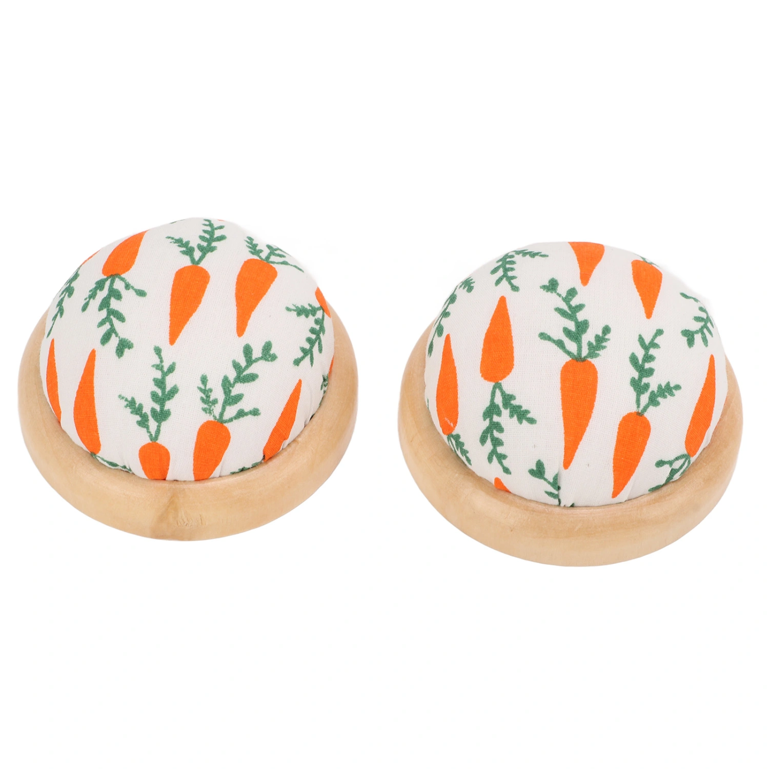 2Pcs Sewing Pin Cushion Wooden Base Hands Free Portable Lightweight Cute Pattern Design Pin Cushion