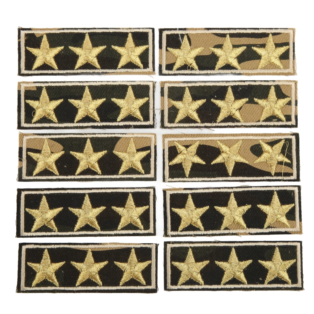 10Pcs Iron On Patches Camouflage Five Point Star Eye Catching Wide Application Durable Cotton Iron Patches for Clothes