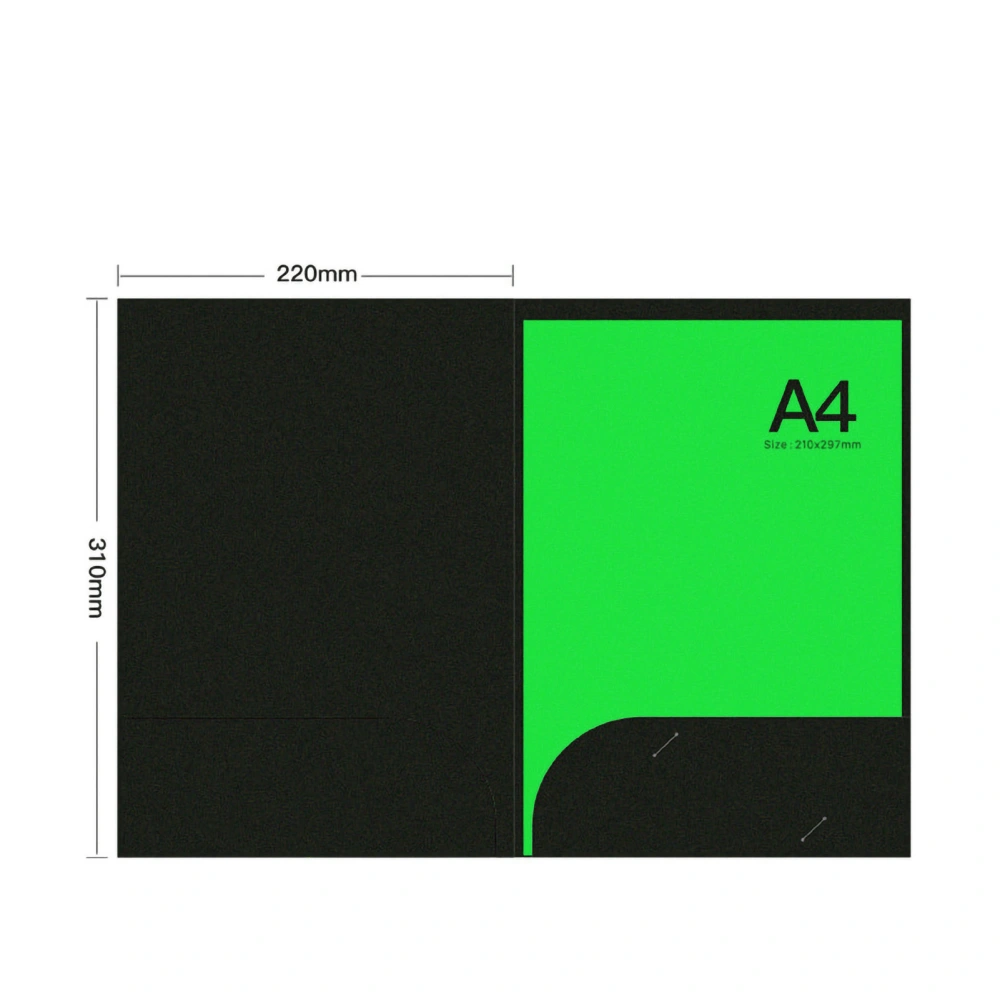 Pocket Folder L Shaped Folder Bevel Design Built in Pocket Convenient Put Paper FolderDouble Plug Green