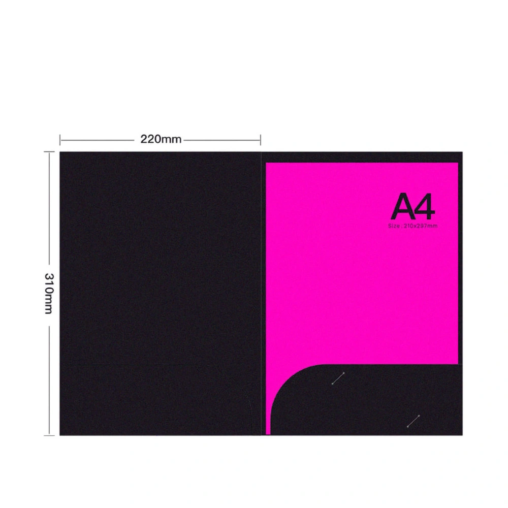 Pocket Folder L Shaped Folder Bevel Design Built in Pocket Convenient Put Paper FolderDouble Plug Pink