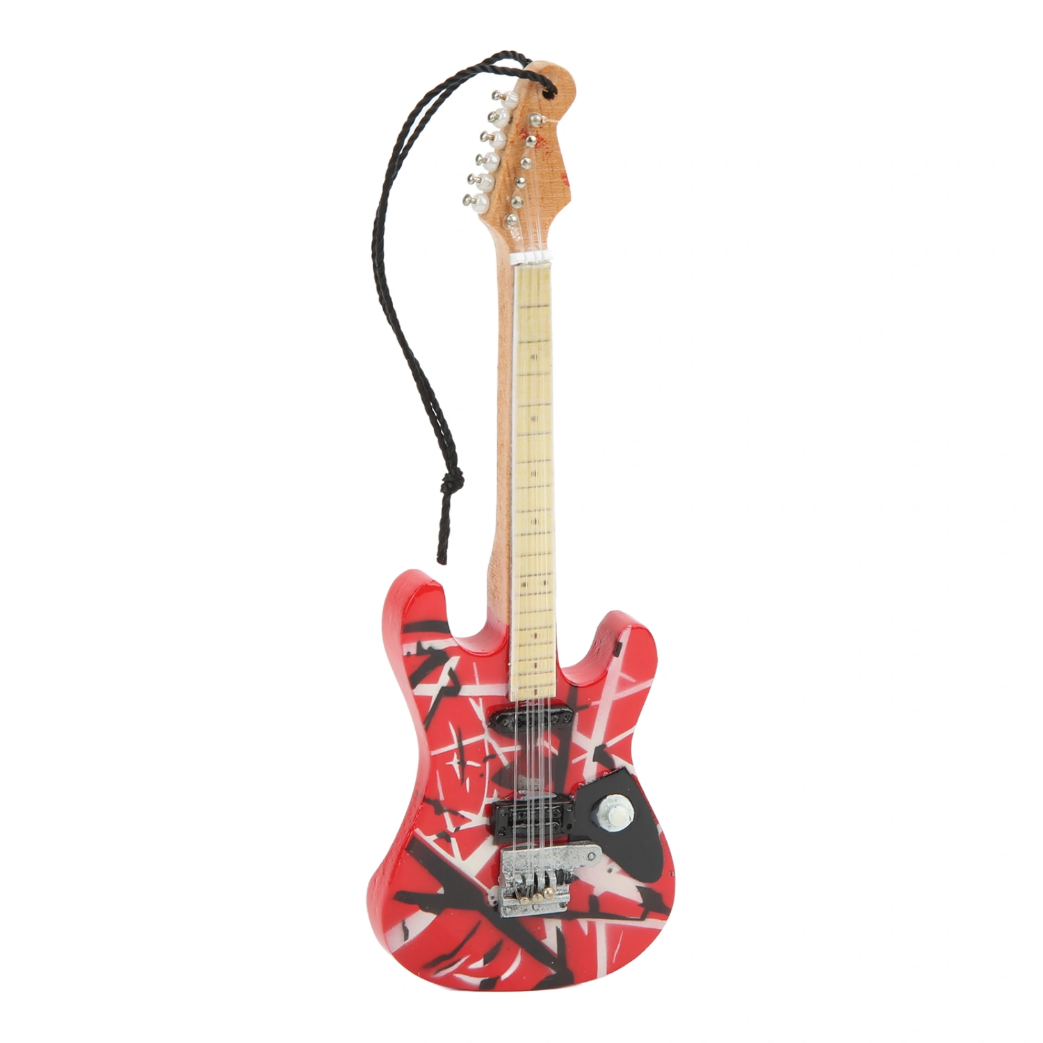 Guitar Model Fine Details Red Wood Grain Basswood Miniature Guitar for Showcase Decoration Gift Giving
