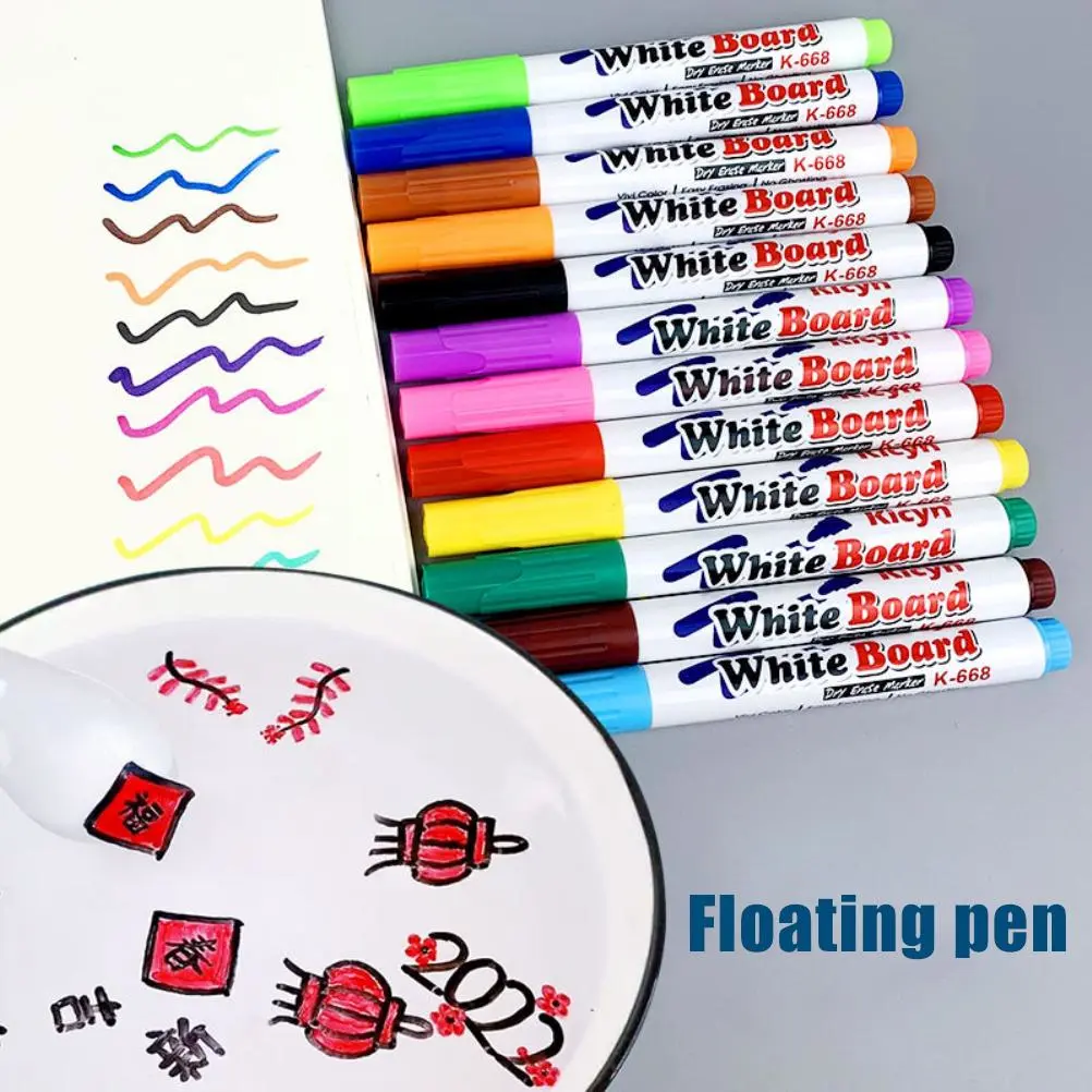 8/12 Pcs Magical Water Painting Pen Toy Whiteboard Dry Erase Pen White Board Marker Student Children Drawing Pen