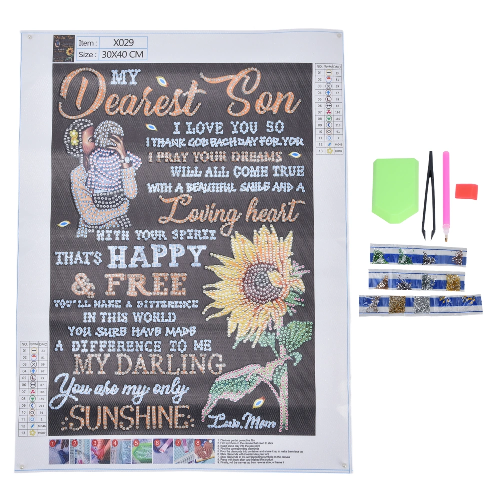 Rhinestone Painting Mother Son Sunflower Shape Environmental Protection 5D HD Strong Adhesion DIY Painting Suit