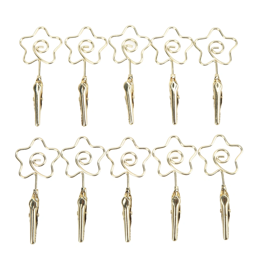 10Pcs Name Card Clips Metal Double Headed Strong Clip Sturdy Durable Wide Application Number Card HolderGold