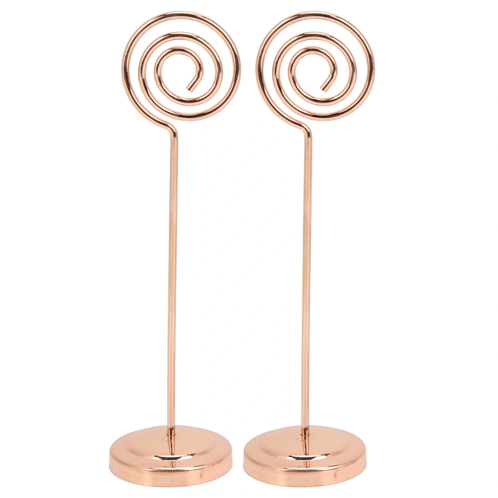 2Pcs Table Number Holder Round Metal Steady Semicircle Convex Design Electroplating Technology Photo HolderRose Gold