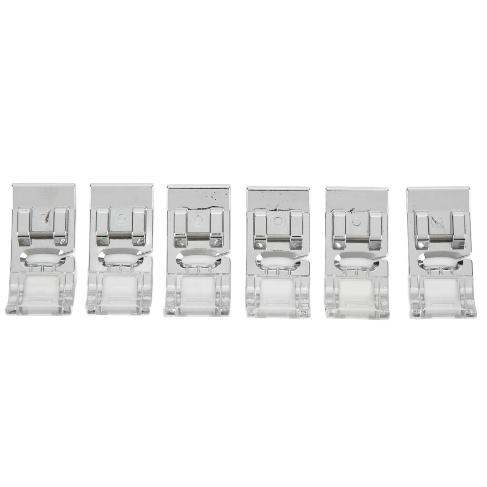 6pcs Satin Stitch Presser Foot Transparent Plastic Stainless Steel Material Burr Free Fixing Seams Sewing Feet