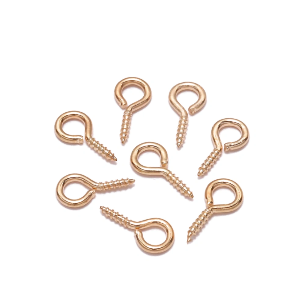 200pcs Eye Hooks Eye Hooks 12x5.5mm/0.5x0.2in Bright Color Manual Grinding Polishing DIY Making Eyelet ScrewKC Gold