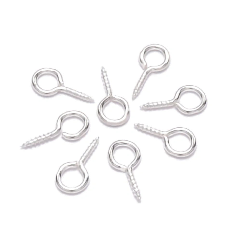 200Pcs Eye Hooks Screw 5x10mm Premium Metal Hand Polished Sturdy Durable Pure Lustre Eye HooksSilver