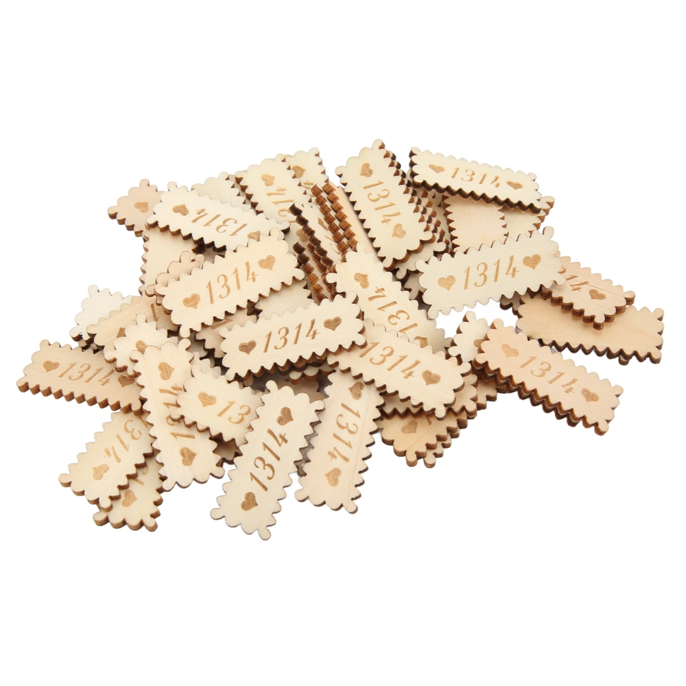 50Pcs Rectangular Wooden Labels Smoother Surfaces Lovely Shape Practical Beautiful DIY Love Heart Wood Chips for Decor