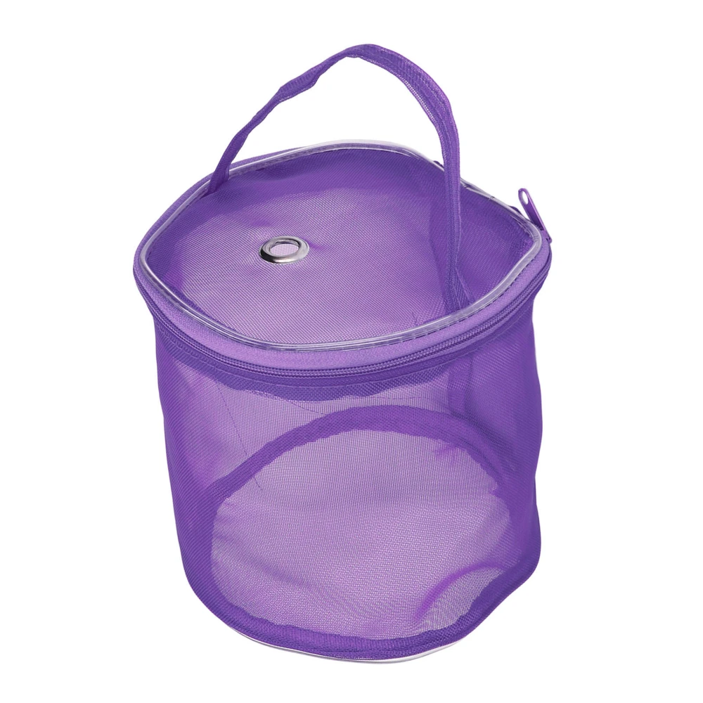 Sewing Basket Portable Handle Large Space Mesh Design Durable Nylon Wide Application Knitting BagPurple