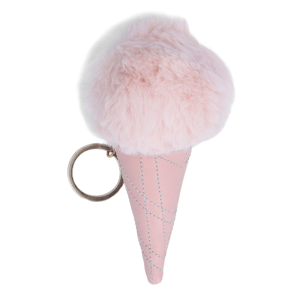 Keychain Pom Pom Unique Design Eye Catching Soft Plush Wide Application Ice Cream Keychain for Bag Phone Keys