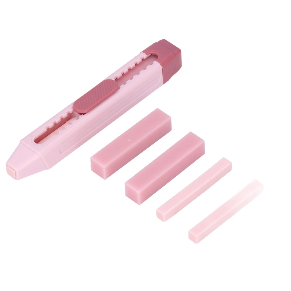 Pencil Eraser Double Ended Push Pull Style Convenient Art Eraser with 4 Replacement Erasers for Students Writing DrawingLight Pink