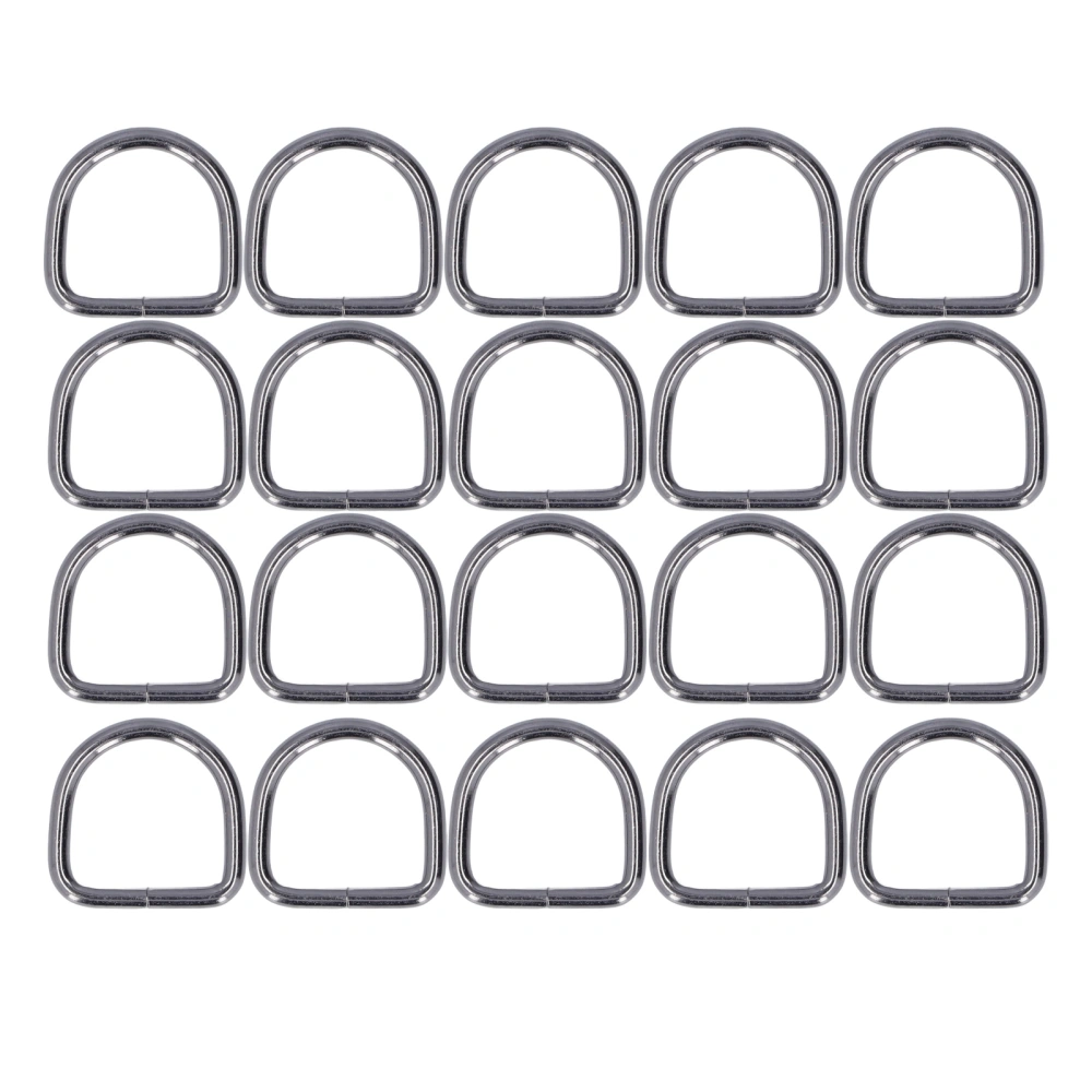 20Pcs Metal D Rings Premium Iron Sturdy Durable Glossy Exquisite Wide Application D Rings for Clothes Case BagGray 3.8x25x25mm