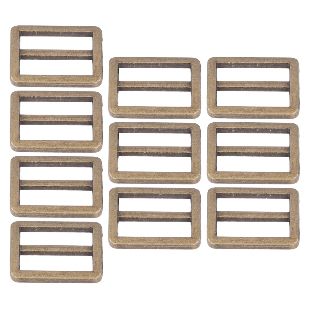 10Pcs Metal Slide Buckle Zinc Alloy Glossy Durable Wear Resistant Widely Used Belt Buckle for Suitcase Backpack DIYBronze