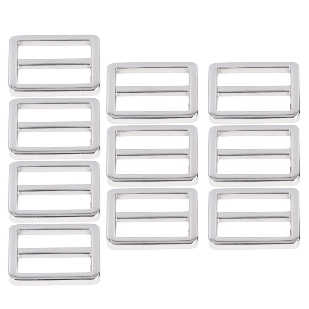 10Pcs Metal Slide Buckle Zinc Alloy Glossy Durable Wear Resistant Widely Used Belt Buckle for Suitcase Backpack DIYWhite Nickel