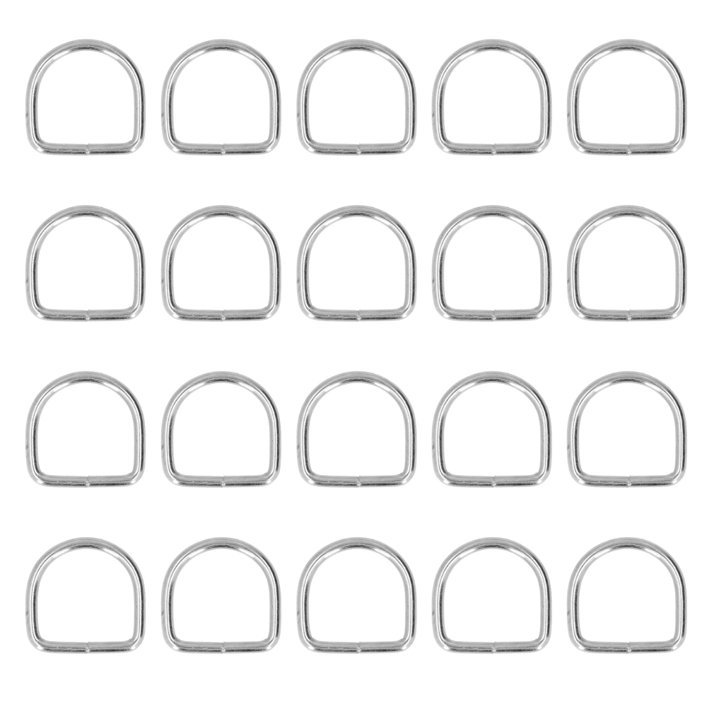 20Pcs D Rings Durable Fadeless Glossy Exquisite Wide Application High Hardness Metal D Rings for DIY Bag BackpackSilver 3.2x25x25mm