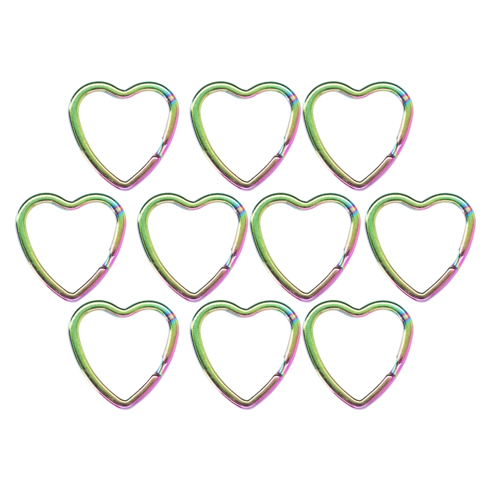 10PCS Key Ring Heart Shaped Design Colorful Appearance Fine Workmanship High Hardness Keychain