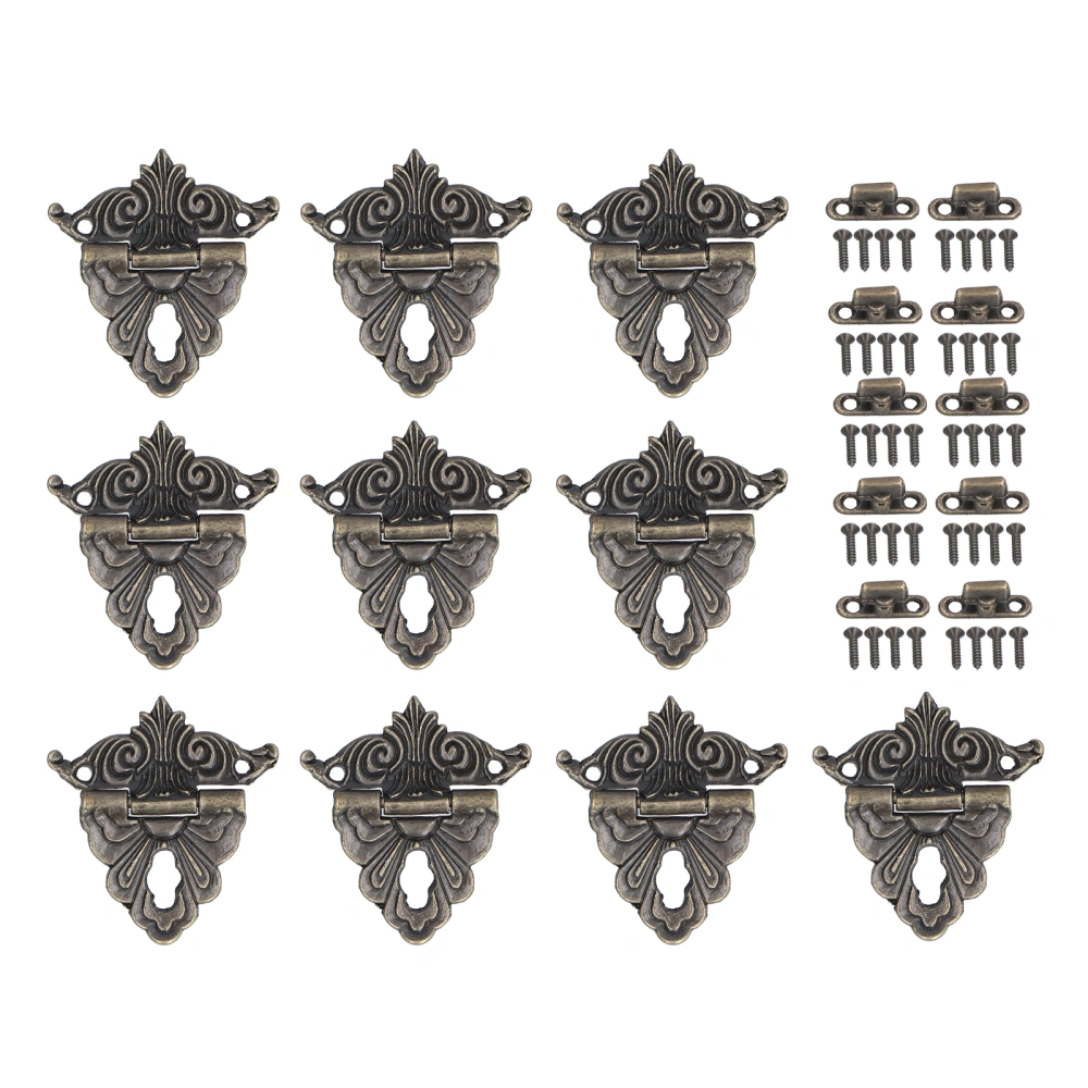 10pcs Case Hasps Green Bronze Retro Exquisite Decorative Metal Lock with Screws for Wooden Boxes Jewelry Boxes Cabinets