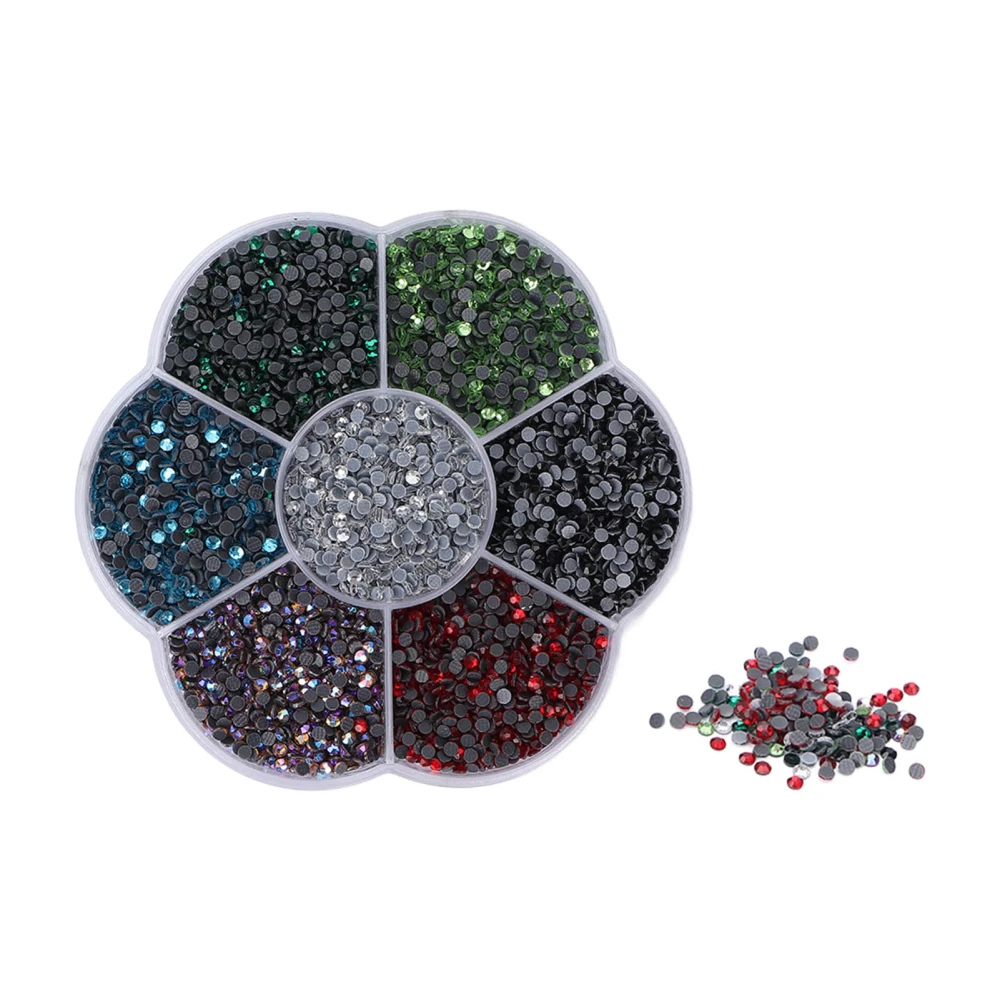 10080Pcs Flat Back Rhinestones Dazzling Colorful DIY Sturdy Iridescent Rhinestones Round Beads for Manicure MakeupS607‑1