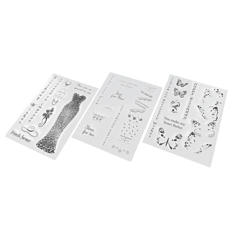 3Pcs Clear Stamps Clear Imprint Repeated Sticking Easily Use Transparent Stamp for Card Making Decoration