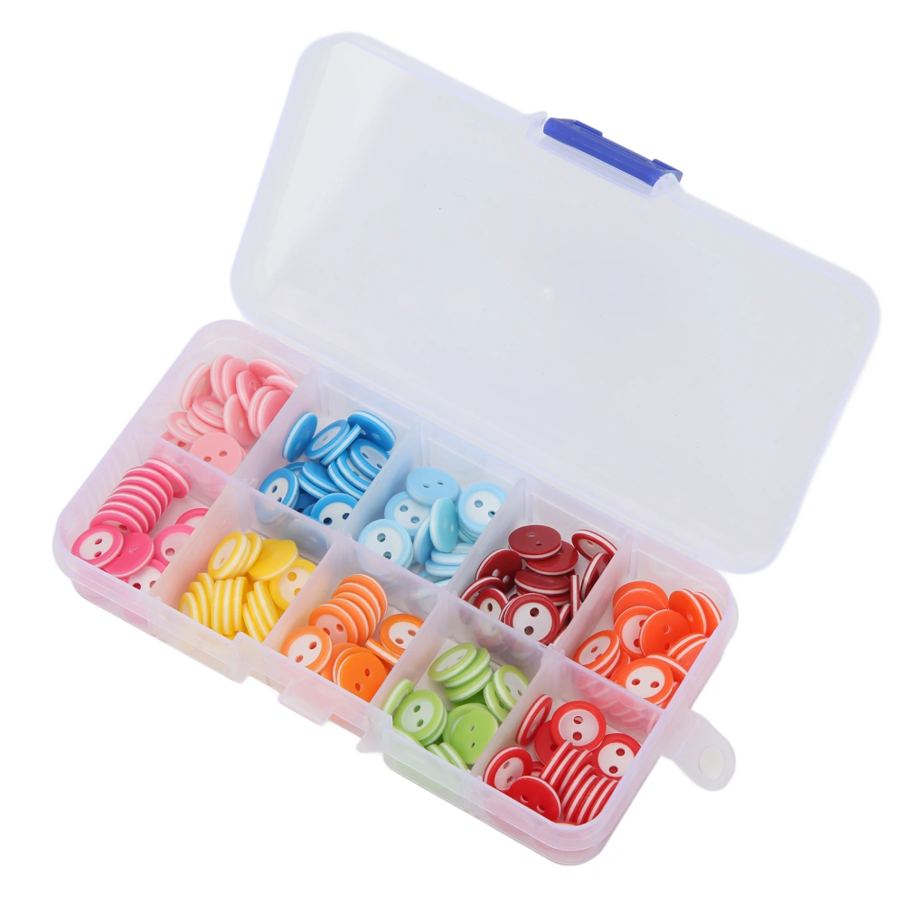 200pcs Sewing Buttons 11mm Round Colorful Resin 2 Holes Craft Buttons with Storage Box for DIY Craft Children Clothes