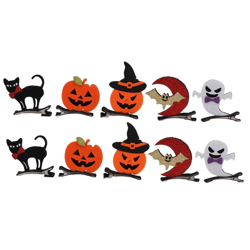 10pcs Cute Hair Clips Bats Cats Pumpkins Ghosts Halloween Clips for Party Stage Performances