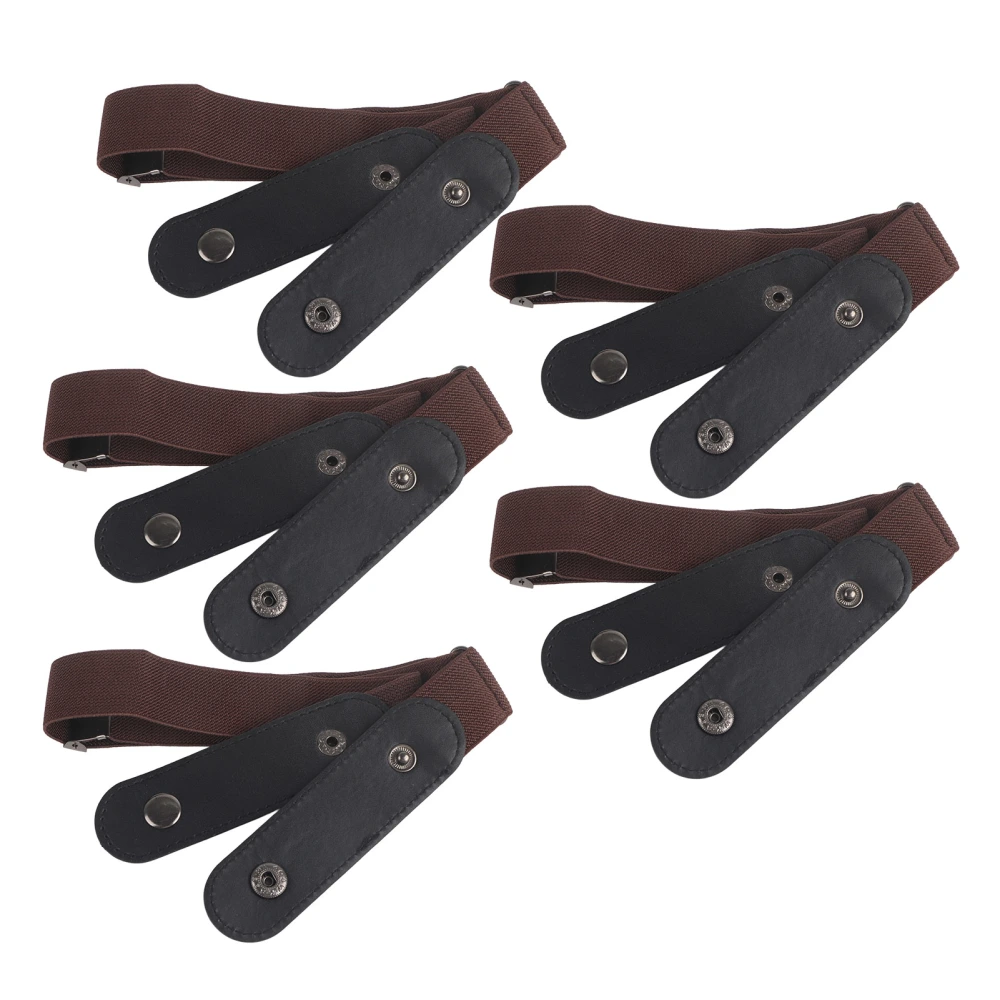 5Pcs Buckle Free Belt PunchFree No Bulge No Hassle Webbing Belt for Pants Accessories(Coffee )