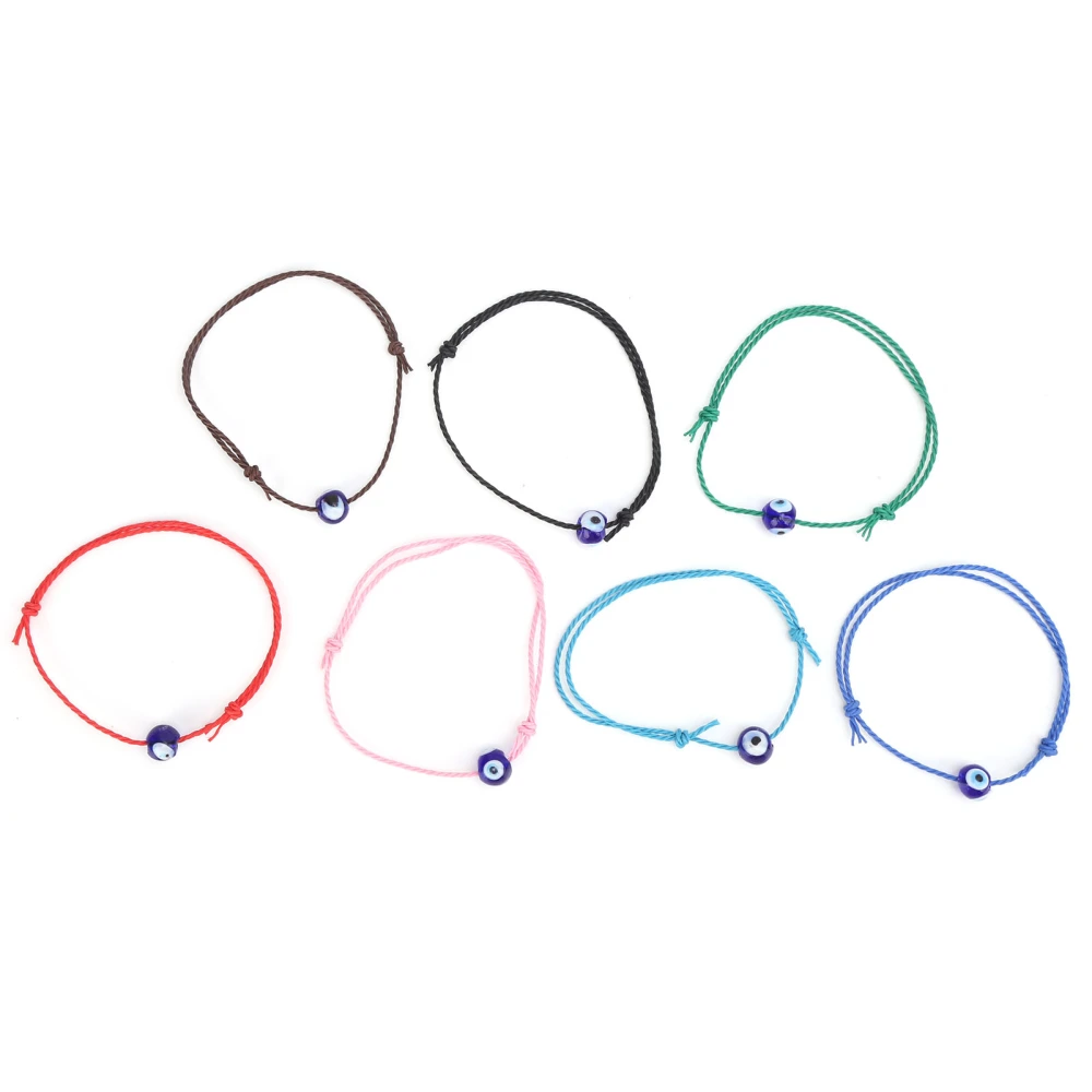 7pcs Dainty Bracelet Adjustable Colorful Handwoven Turkish Blue Eye Good Luck Bracelet Rope for Men Women Gift