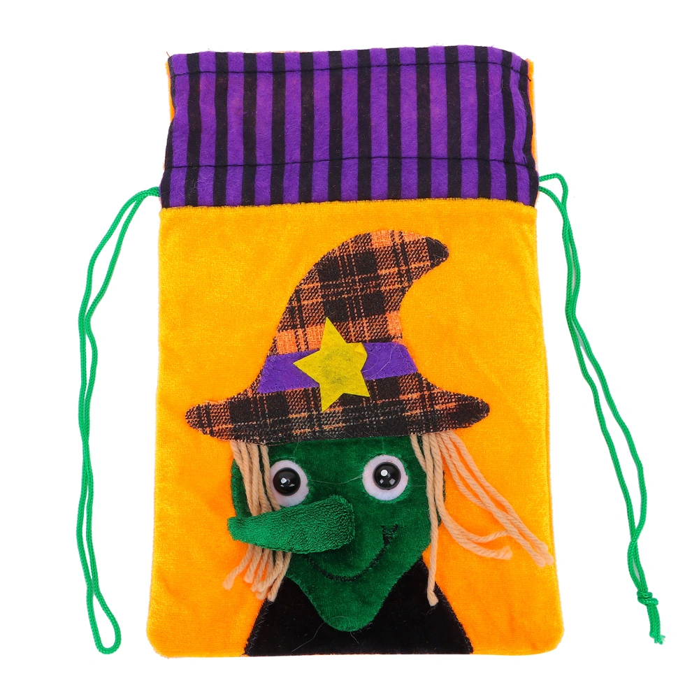 Halloween Burlap Gift Bags Pumpkin Ghost Festival Candy Sewing Wool NonWoven Storage Bag(Witch )