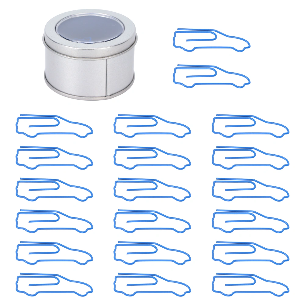 20Pcs Paper Clips Blue Car Paperclip Mini Fun Bookmarks for Office School Document Organizing