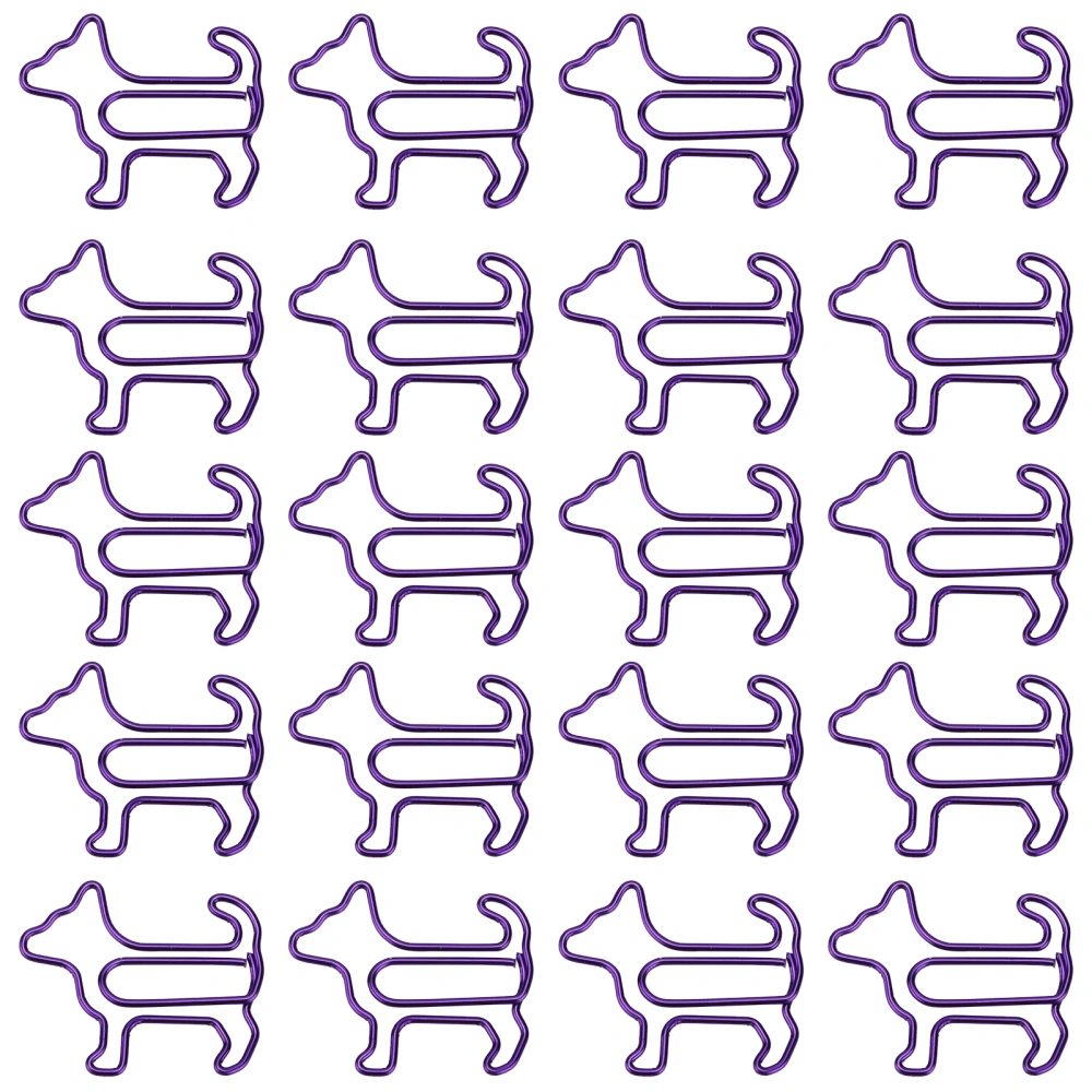 20Pcs Paperclips Bookmarks Metal Cartoon Shaped Office Supplies Clips Purple Puppy