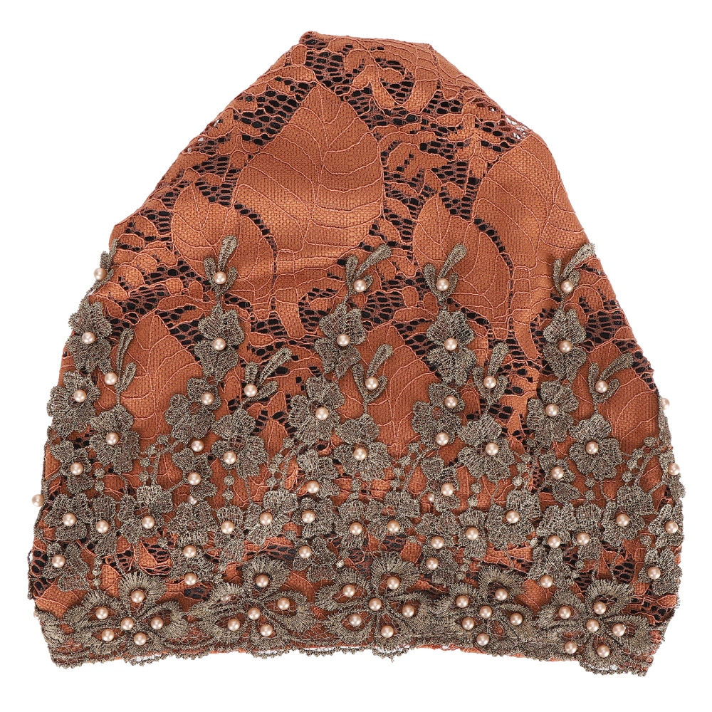 Slouchy Bonnet Casual Fashion Beaded Lace Breathable Loose Lazy Chemical Beanie for WomenBrown