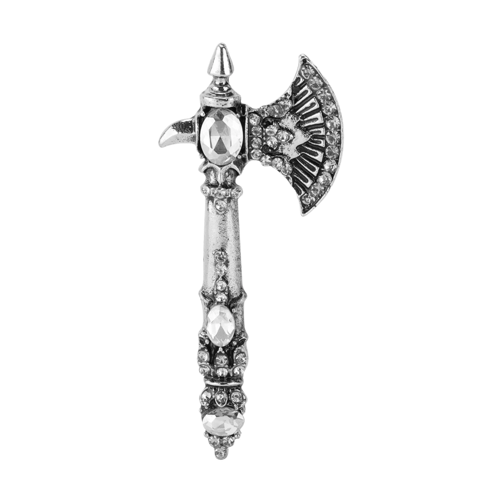 Brooch Rhinestone Axe Brooch Vintage Tomahawk Pin Christmas Brooches for Women GirlsSilver