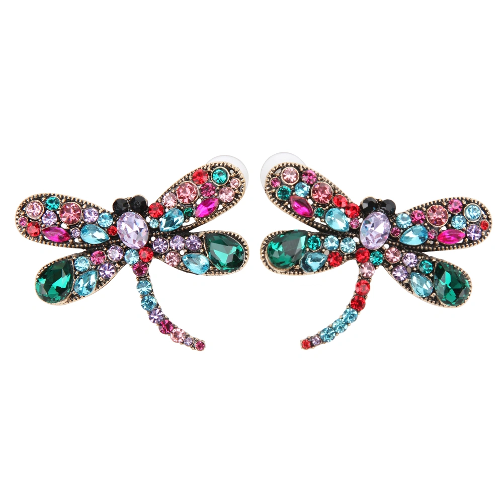 1 Pair Earrings Dragonfly Pattern Diamond Alloy Material Ear Studs DIY Party Decoration Gift