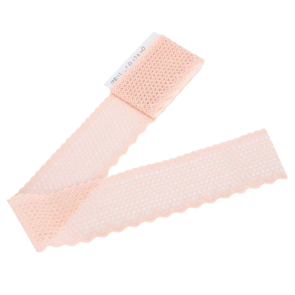 Lace Ribbon Grid Pattern Decorating Designing Clothing DIY Crafts 10 Yard 4cm Width Light Pink