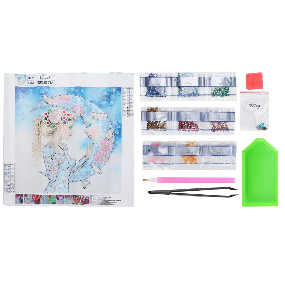 Diamond Painting Kit Cartoon Character DZ553 30x30cm Picture DIY Arts Craft for Wall Decor Gift