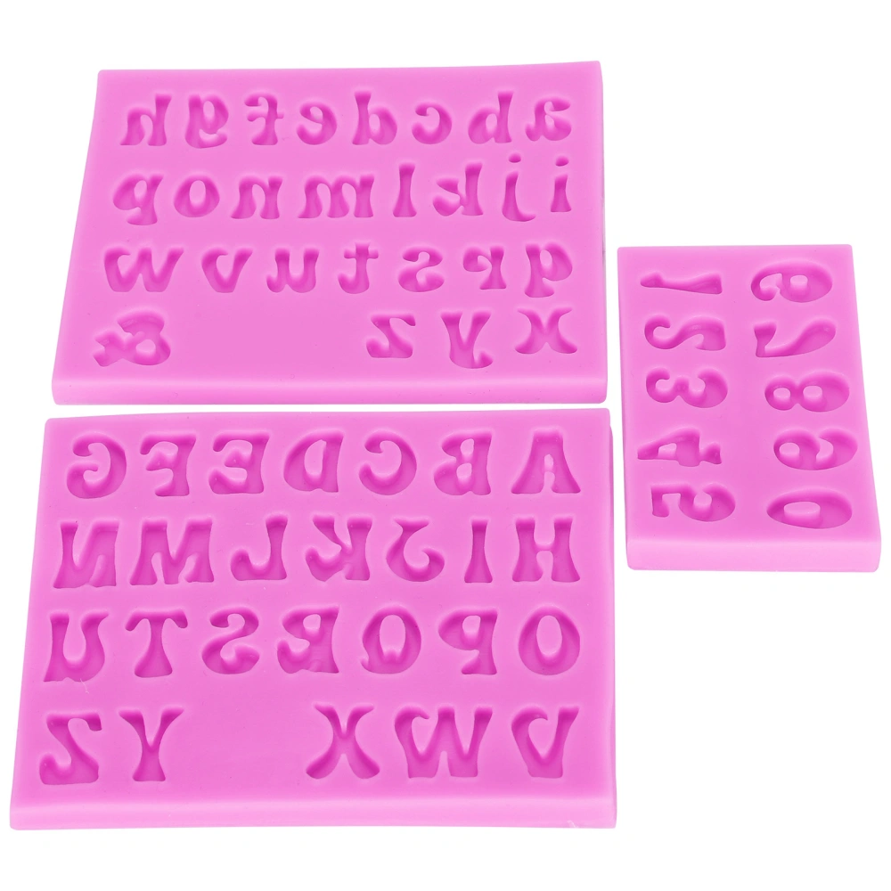 3Pcs Alphanumeric Silicone Mold Making Uppercase Lowercase for DIY Cake Clay Chocolate Pink