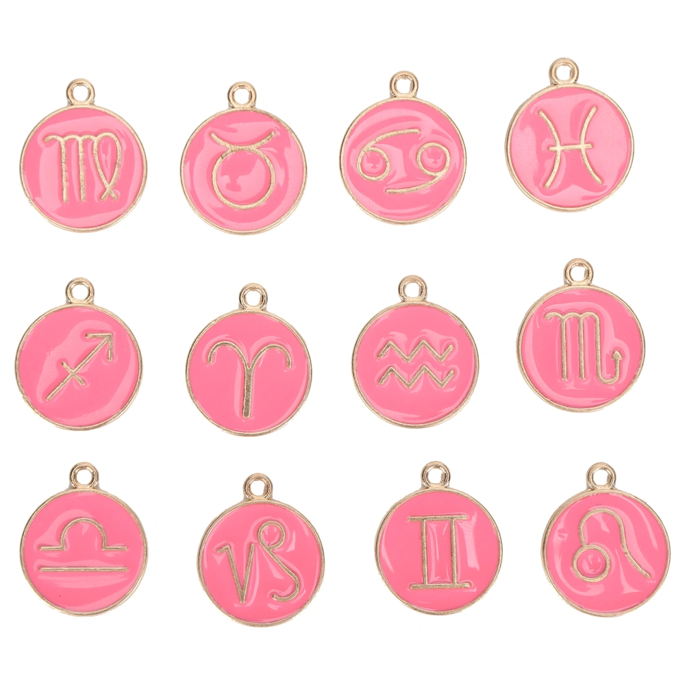 12 Constellations Pendant DIY Jewelry Making Necklace Bracelet Crafting Supplies 15x12mmRose Red