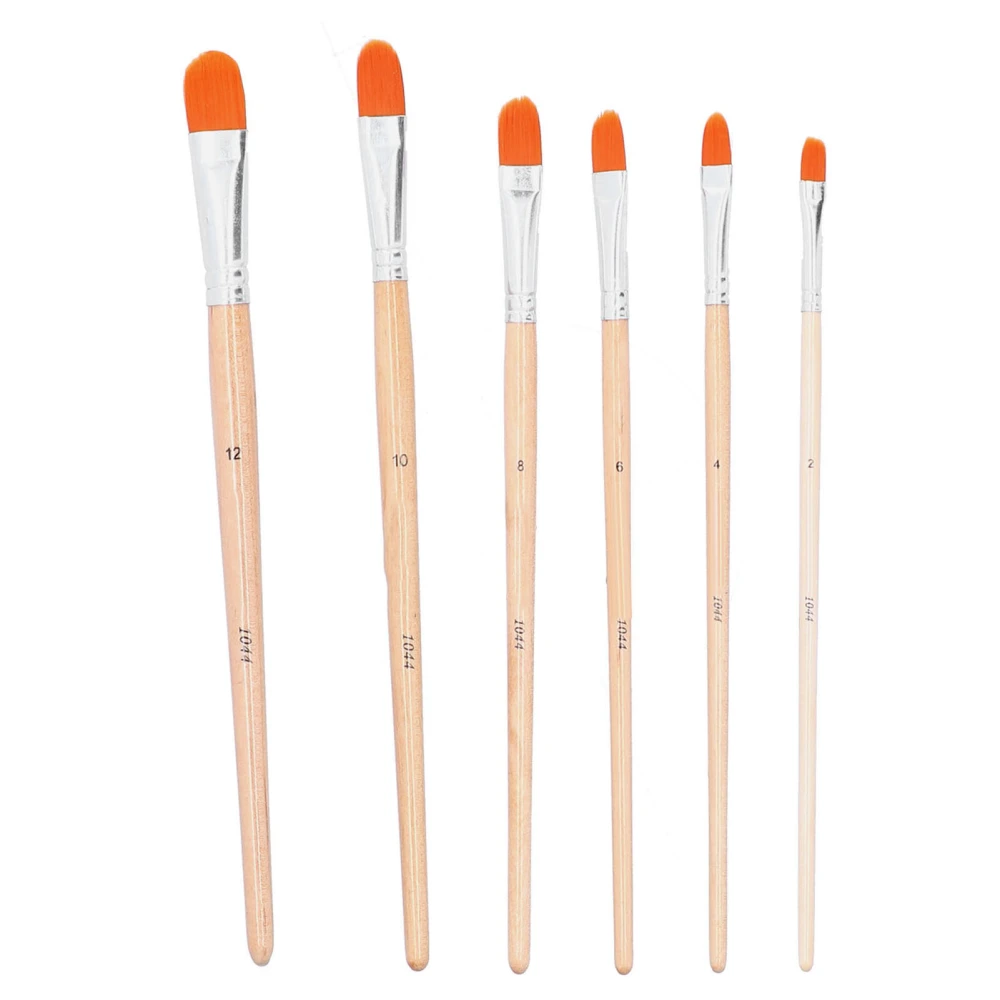 6Pcs Oil Painting Brushes Set Nylon Hair Wooden Handle Acrylic Watercolor Paint Brushes6Pcs Round Head