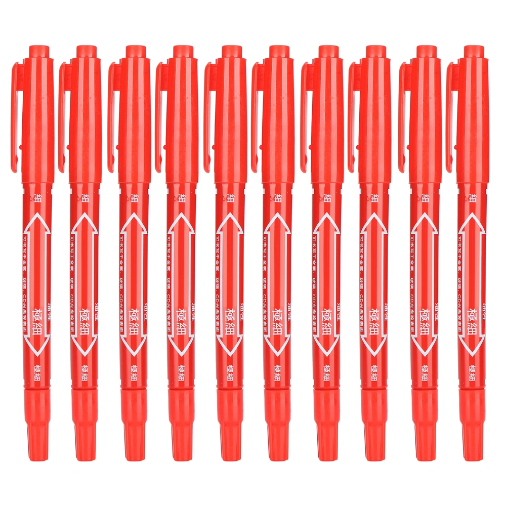 10pcs QuickDrying Marker Pen DoubleEnd Art Drawing Writing Colored Marker Set(Red )