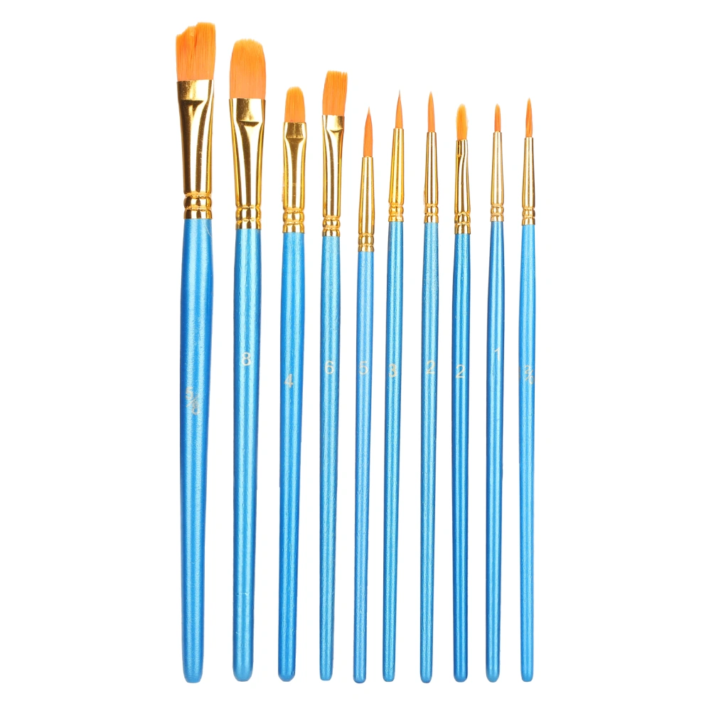 Nylon Hair Paint Brushes Set Portable Watercolor Acrylic Painting Brush with Blue Handle