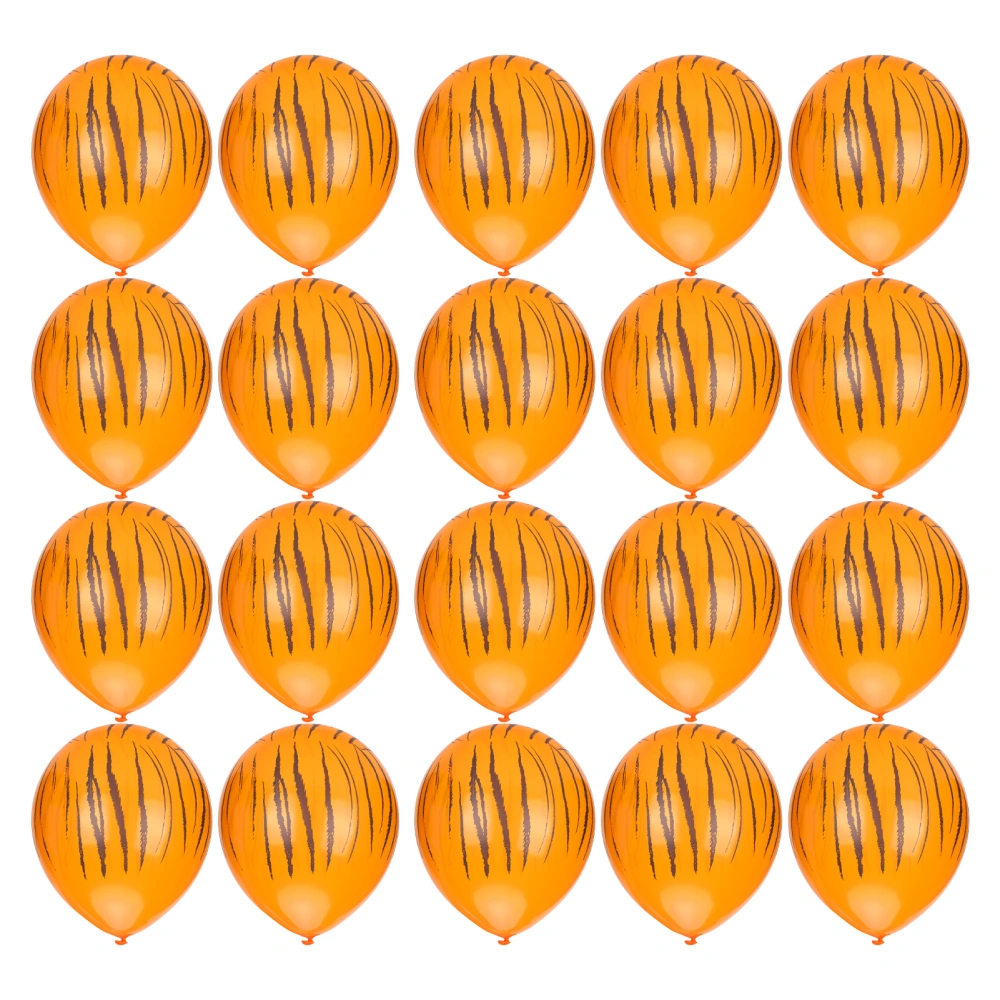 20Pcs Animal Pattern Balloons Round Latex Balloons Decoration for Birthday/PartyOrange for Zebra Pattern