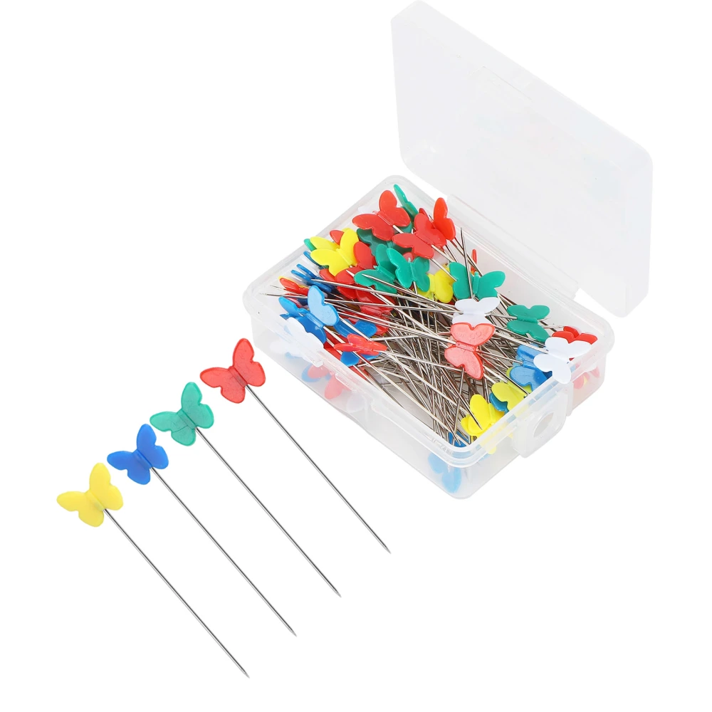 100pcs Button Butterfly Bow Tie Head Sewing Pins Flat Head Straight Quilting PinsButterfly